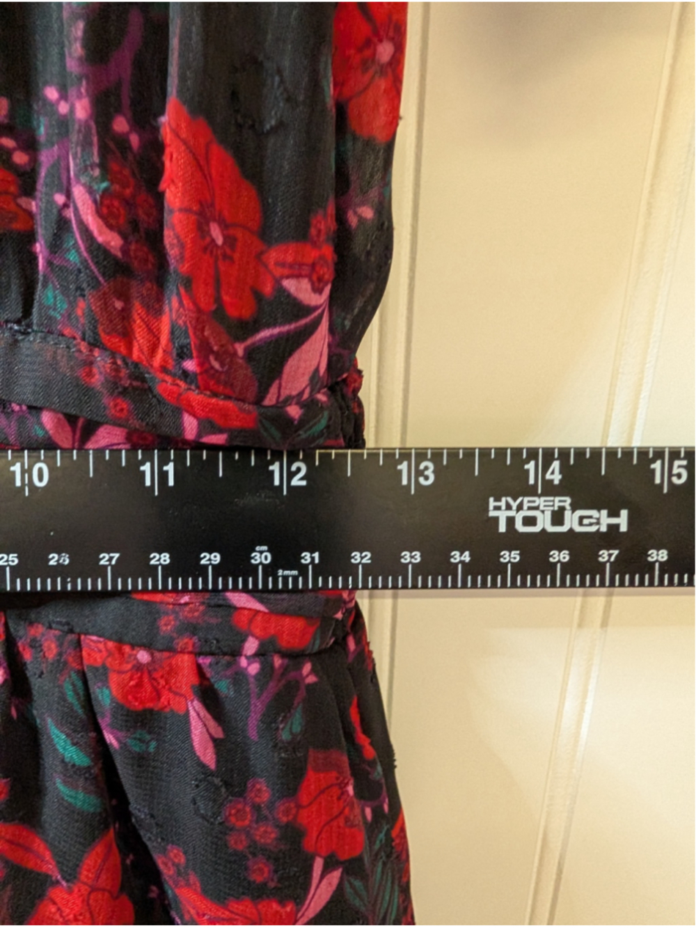 Draper James Clip Dot Floral Puff Sleeve Smocked Midi Dress XS Black Red - Picture 2 of 8